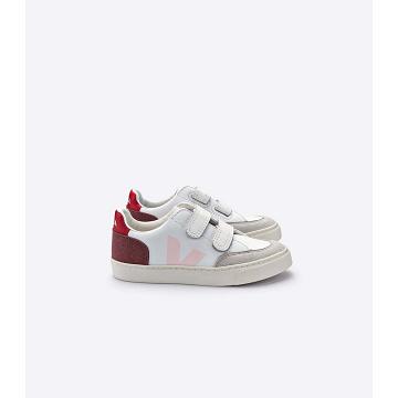 Kids' Veja V-12 LEATHER Sneakers White | SG 873BEX